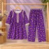 Plum Floral Frock with Pink Embroidered Jacket Kotri For Girls