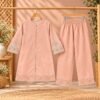 Plum Floral Frock with Pink Embroidered Jacket Kotri For Girls
