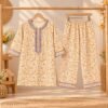 Plum Floral Frock with Pink Embroidered Jacket Kotri For Girls