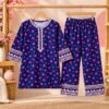 Navy Floral With Embroidered Kotri 2-Piece Set For Girls