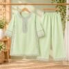 Fresh Mint Embroidered Kotri 2-Piece Set For Girls