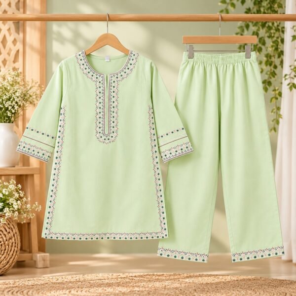 Plum Floral Frock with Pink Embroidered Jacket Kotri For Girls